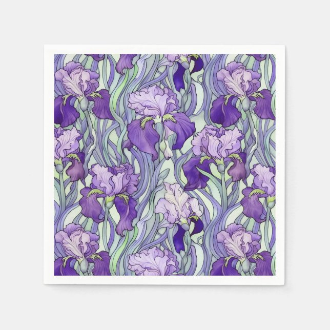 Serviette En Papier Serviettes en iris violet Art Nouveau (Devant)