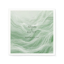 Serviettes en marbre vert sauge et or