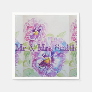 Serviette En Papier Serviettes en nappe en aquarelle Pansy délabré Vio