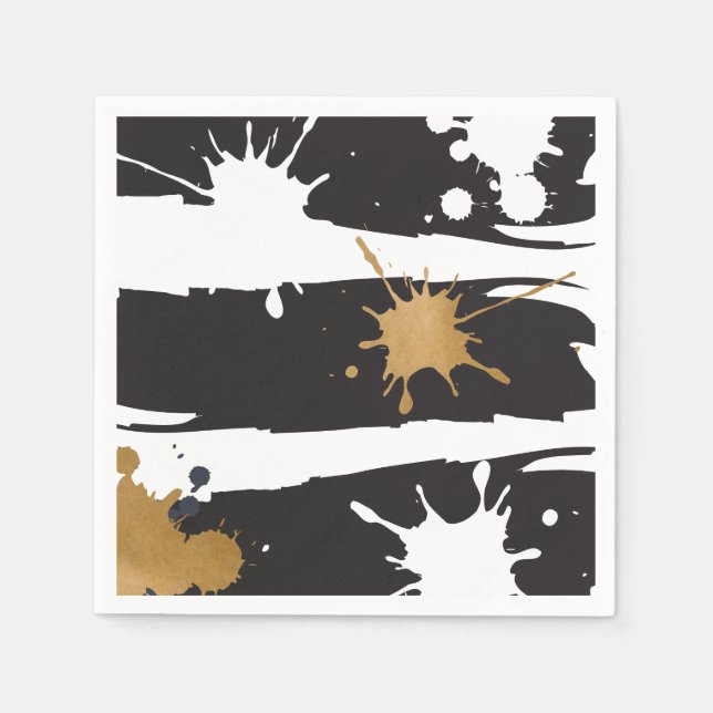 Serviette En Papier Serviettes en noir et or (Devant)