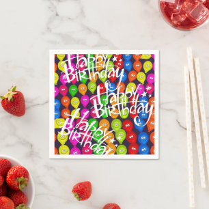 Serviette En Papier Serviettes en papier, Ballons noirs d'anniversaire