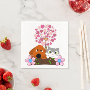 Serviette En Papier Serviettes en papier, Chats de chien Coeurs Floral