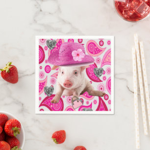 Serviette En Papier Serviettes en papier, Cochon rose, Coeurs argentés