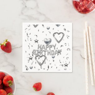 Serviette En Papier Serviettes en papier, Coeurs d'argent Joyeux anniv