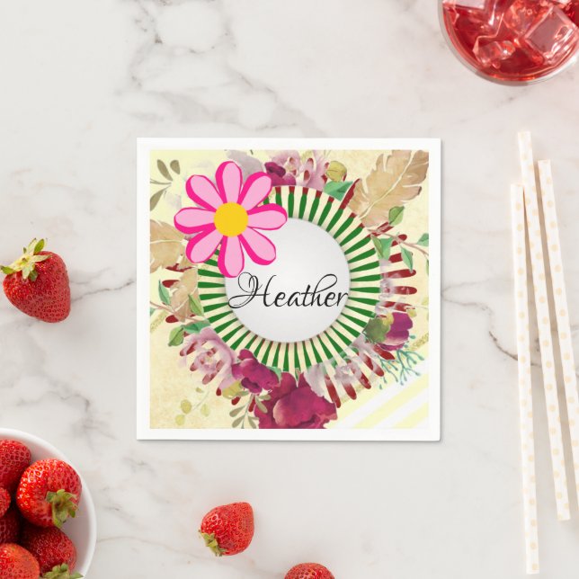 Serviette En Papier Serviettes en papier, Fleurs florales en bande d'o (En situation)