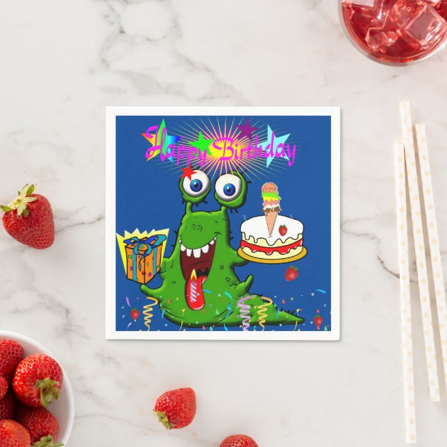 Serviette En Papier Serviettes en papier, joyeux Monstre vert d'annive (En situation)