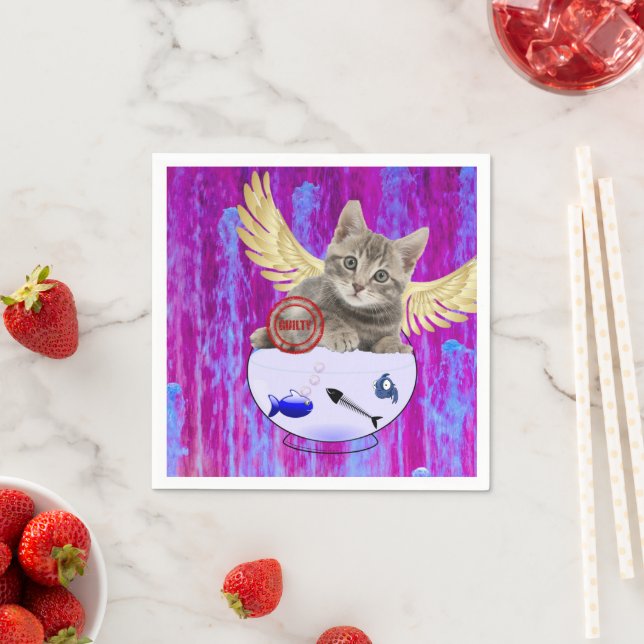 Serviette En Papier serviettes en papier, Kitten Poisson Ailes de culp (En situation)