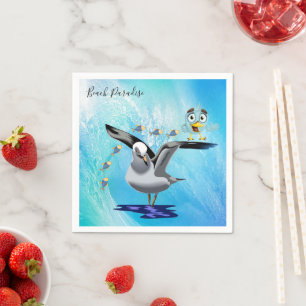 Serviette En Papier Serviettes en papier, mouette oiseau de mer vague 