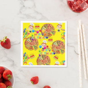 Serviette En Papier Serviettes en papier, Pizza Joyeux Anniversaire