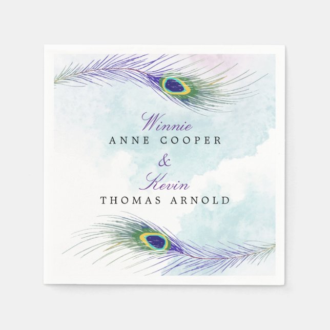 Serviette En Papier Serviettes en plumes de paon (Devant)