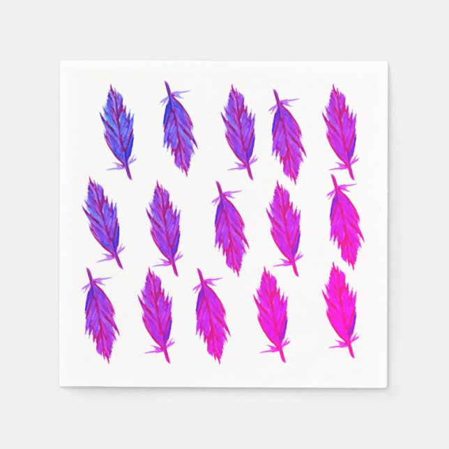 Serviette En Papier Serviettes en plumes violettes roses (Devant)