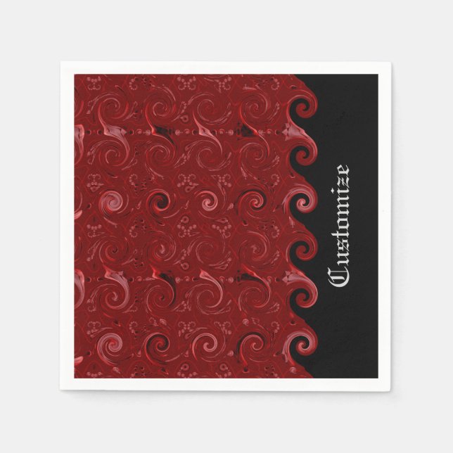 Serviette En Papier Serviettes en satin rouge et noir (Devant)