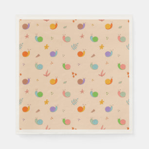 Serviette En Papier Serviettes escargots et fleurs
