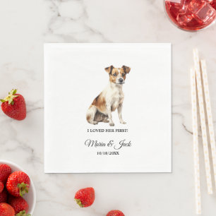 Serviette En Papier Serviettes et photo de mariage de chien Jack Russe