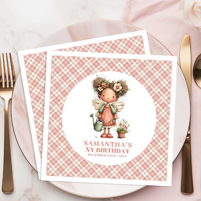 Serviette En Papier Serviettes Fées Fleurs Enchantées pour 6ème Annive (Enchanted Blush Fairy Flowers 6th Birthday Napkins)