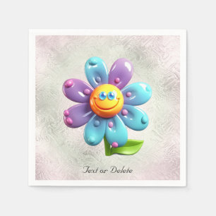 Serviette En Papier Serviettes Fleur Bleu Violet Jaune