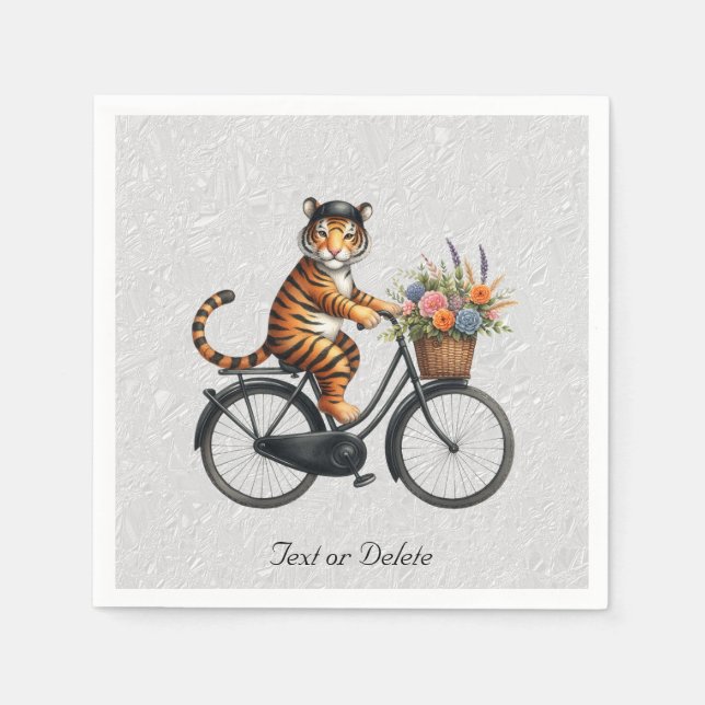 Serviette En Papier Serviettes Fleur de Bicyclète Tigre (Devant)