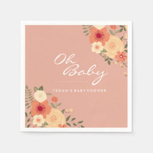 Serviette En Papier Serviettes Fleur de Pêche Moderne Oh Bébé Shower