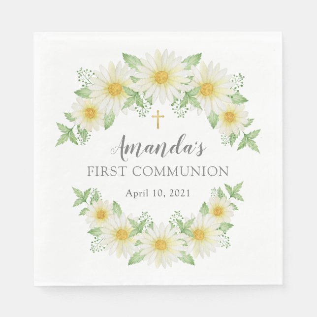 Serviette En Papier Serviettes Fleur Première Communion Fraîches (Devant)