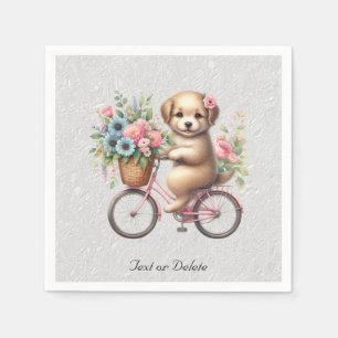 Serviette En Papier Serviettes Fleurie Bicyclette Chien