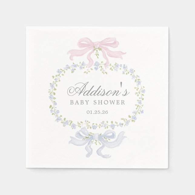 Serviette En Papier Serviettes Fleuries Bleues (Devant)