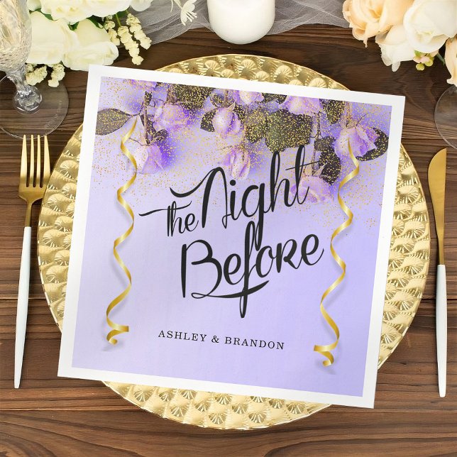 Serviette En Papier Serviettes Fleuries Violettes La Nuit Avant la Rép (Créateur téléchargé)