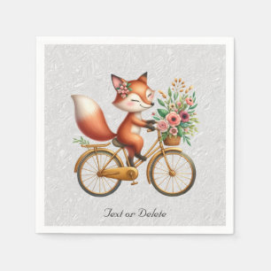 Serviette En Papier Serviettes Fleuris Renard Bicyclette Floraux