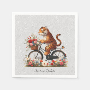 Serviette En Papier Serviettes Fleuris Tigre Bicyclette