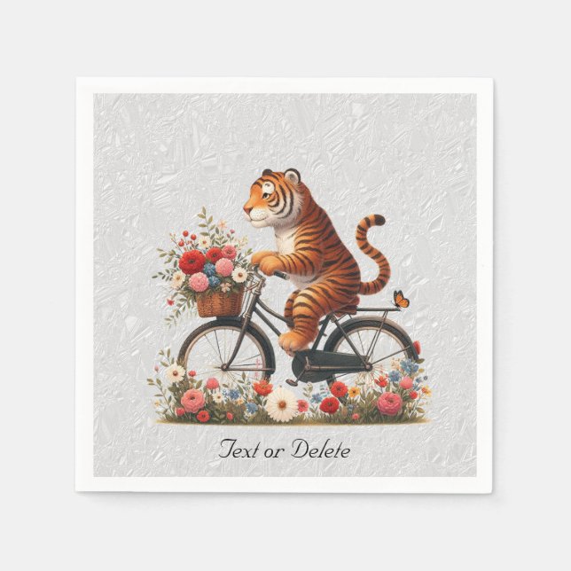Serviette En Papier Serviettes Fleuris Tigre Bicyclette (Devant)
