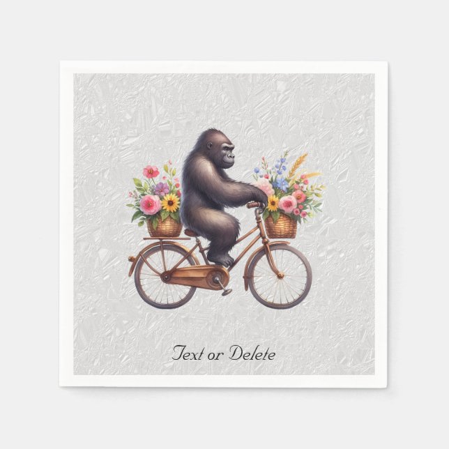Serviette En Papier Serviettes Fleuris Vélo Gorille (Devant)