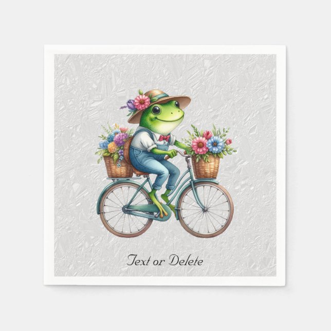 Serviette En Papier Serviettes Fleuris Vélo Grenouille (Devant)