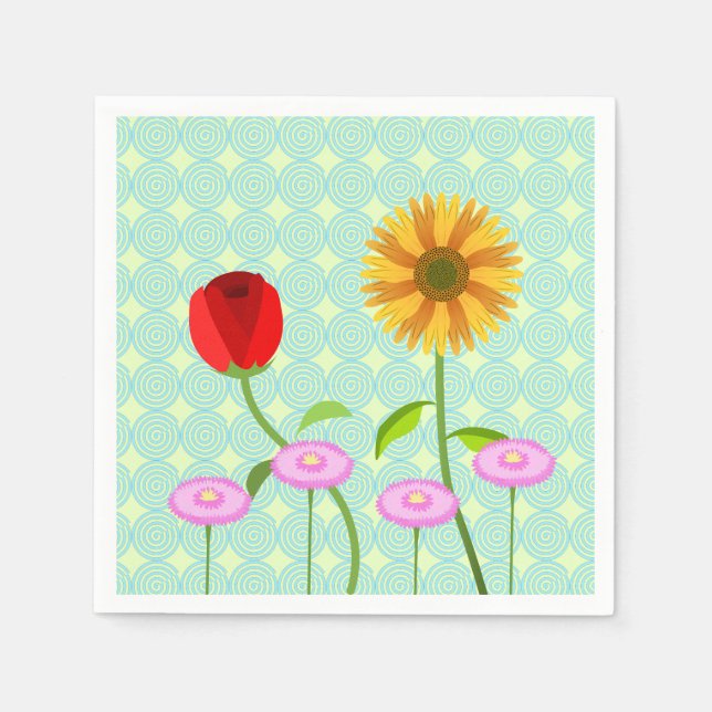 Serviette En Papier serviettes fleurs pour la collection anniversaire  (Devant)