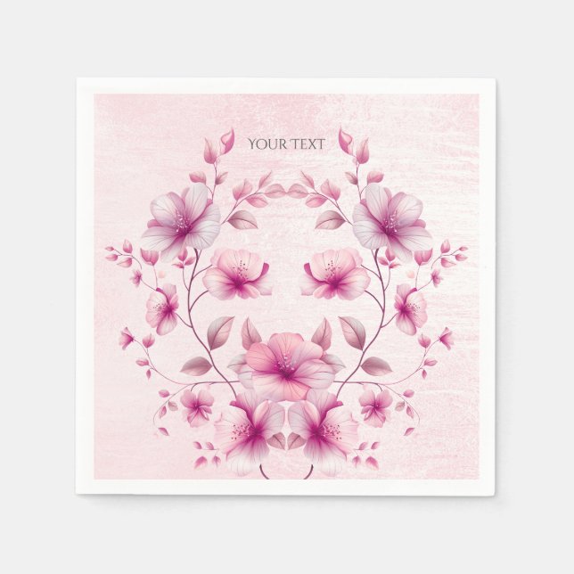 Serviette En Papier Serviettes Fleurs Roses Aquarelle (Devant)