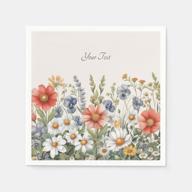 Serviette En Papier Serviettes Fleurs sauvages colorées (Devant)