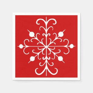 Serviette En Papier Serviettes flocon de neige rouge