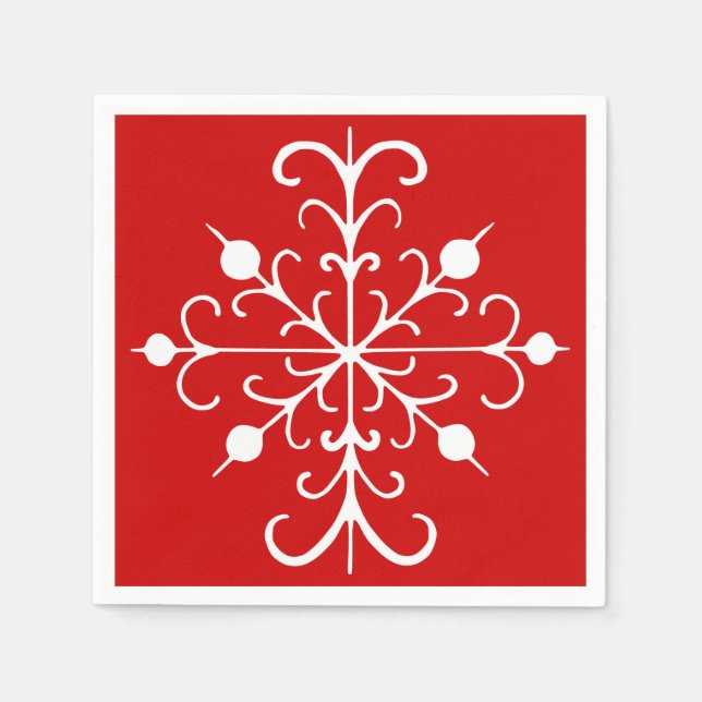 Serviette En Papier Serviettes flocon de neige rouge (Devant)