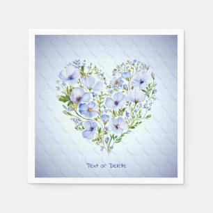 Serviette En Papier Serviettes florales au coeur bleu