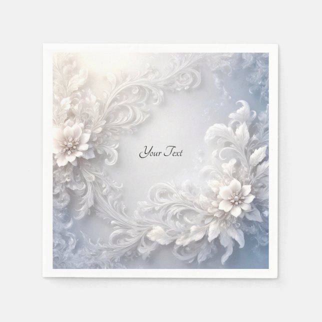 Serviette En Papier Serviettes florales blanches (Devant)
