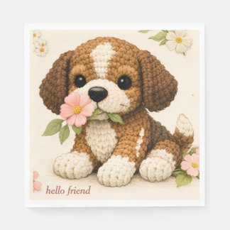 Serviette En Papier Serviettes Florales Chiot Tricoté Adorables – Fant