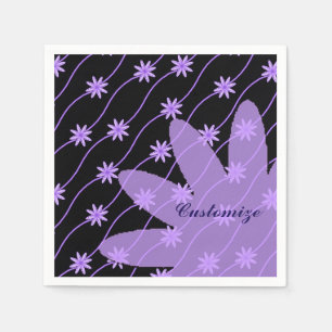 Serviette En Papier Serviettes florales de motif de guirlande pourpre