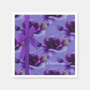 Serviette En Papier Serviettes florales de motif de roses pourpres