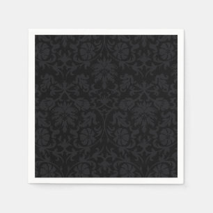 Serviette En Papier Serviettes florales de motif noir de damassé