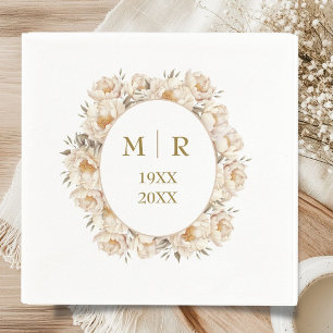 Serviette En Papier Serviettes florales de pivoine pour noces d'or 50 