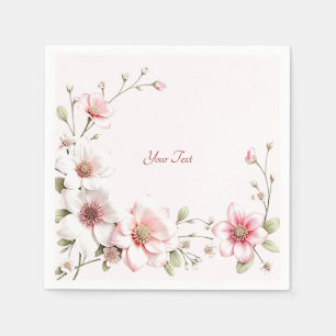 Serviette En Papier Serviettes Florales Élégantes Rose Blanc