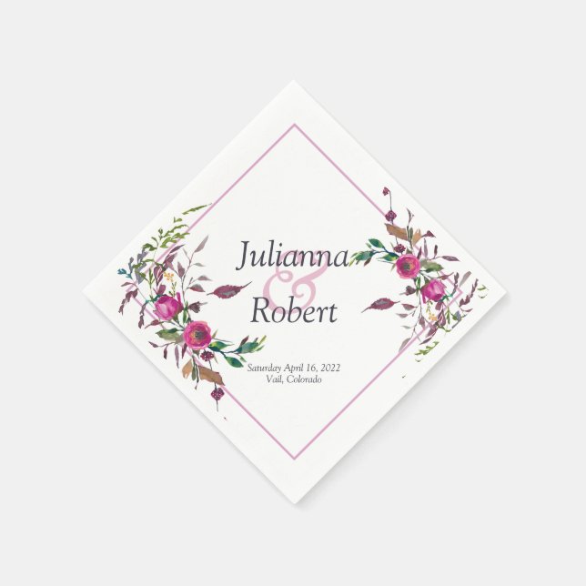 Serviette En Papier Serviettes florales larges roses (Coin)