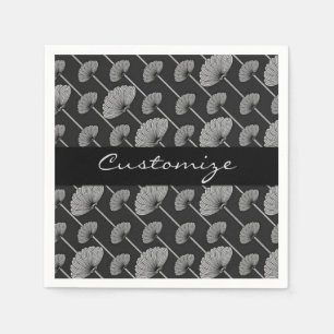 Serviette En Papier Serviettes florales noires et par blanc faites