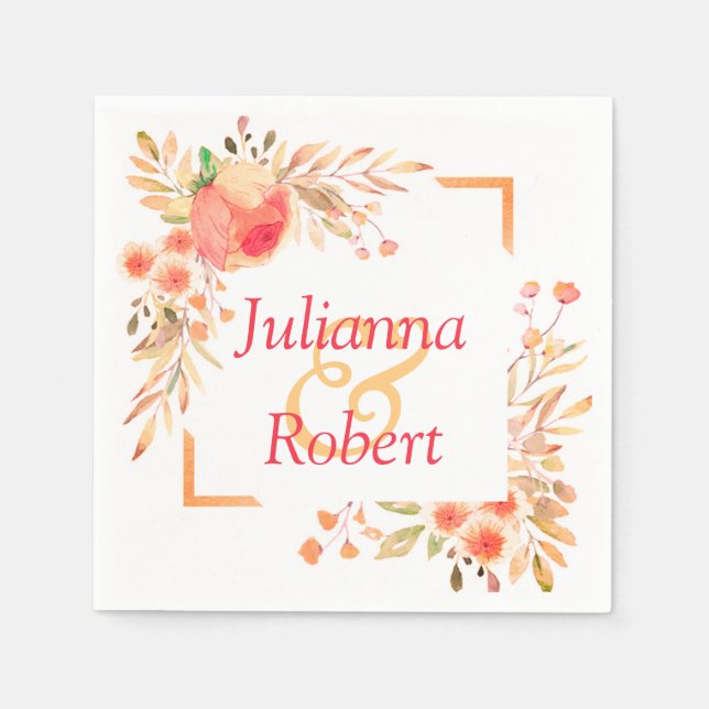 Serviette En Papier Serviettes florales orange (Devant)