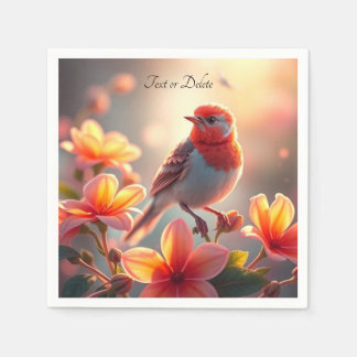 Serviette En Papier Serviettes Florales Orange Bird