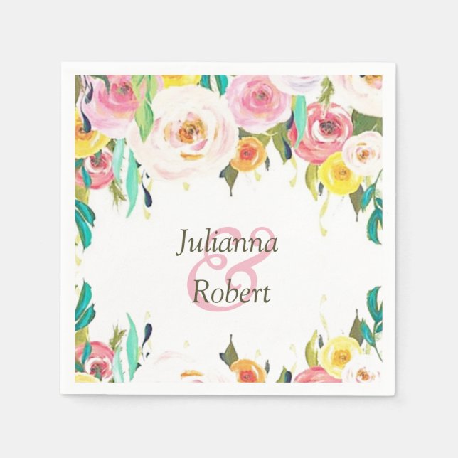 Serviette En Papier Serviettes florales pastel (Devant)