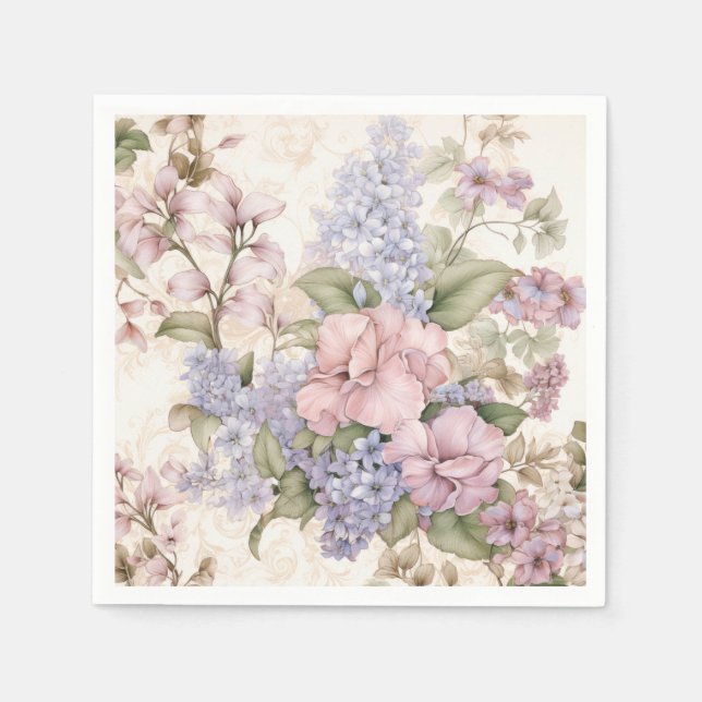Serviette En Papier Serviettes Florales Rose Violet (Devant)